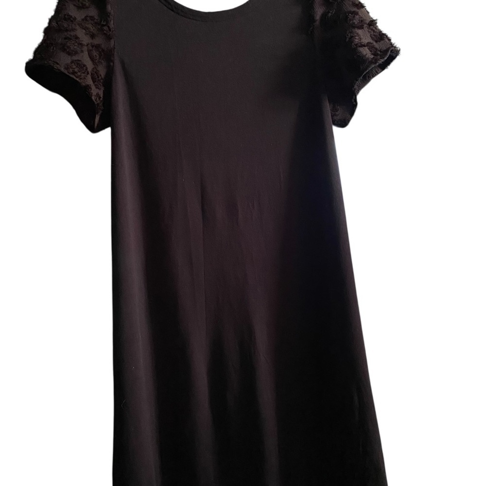Banana Republic Black Midi Dress with Lace Sleeves